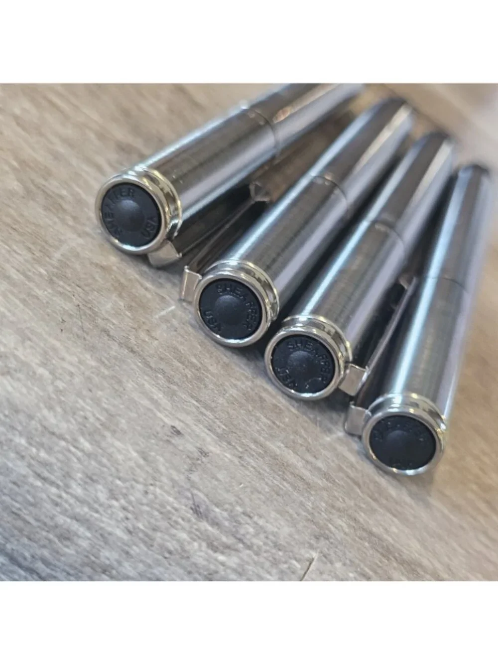 Lot Sheaffer Award Brushed Silver Fountain Pens Set Of 4 Medium USA